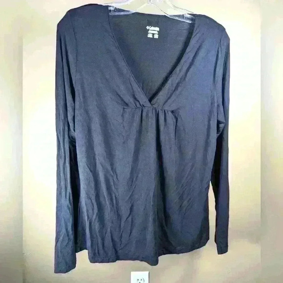Columbia Super Soft Black Modal V-Neck Long Sleeve Lounge Wear Top - Size Medium - Picture 1 of 8